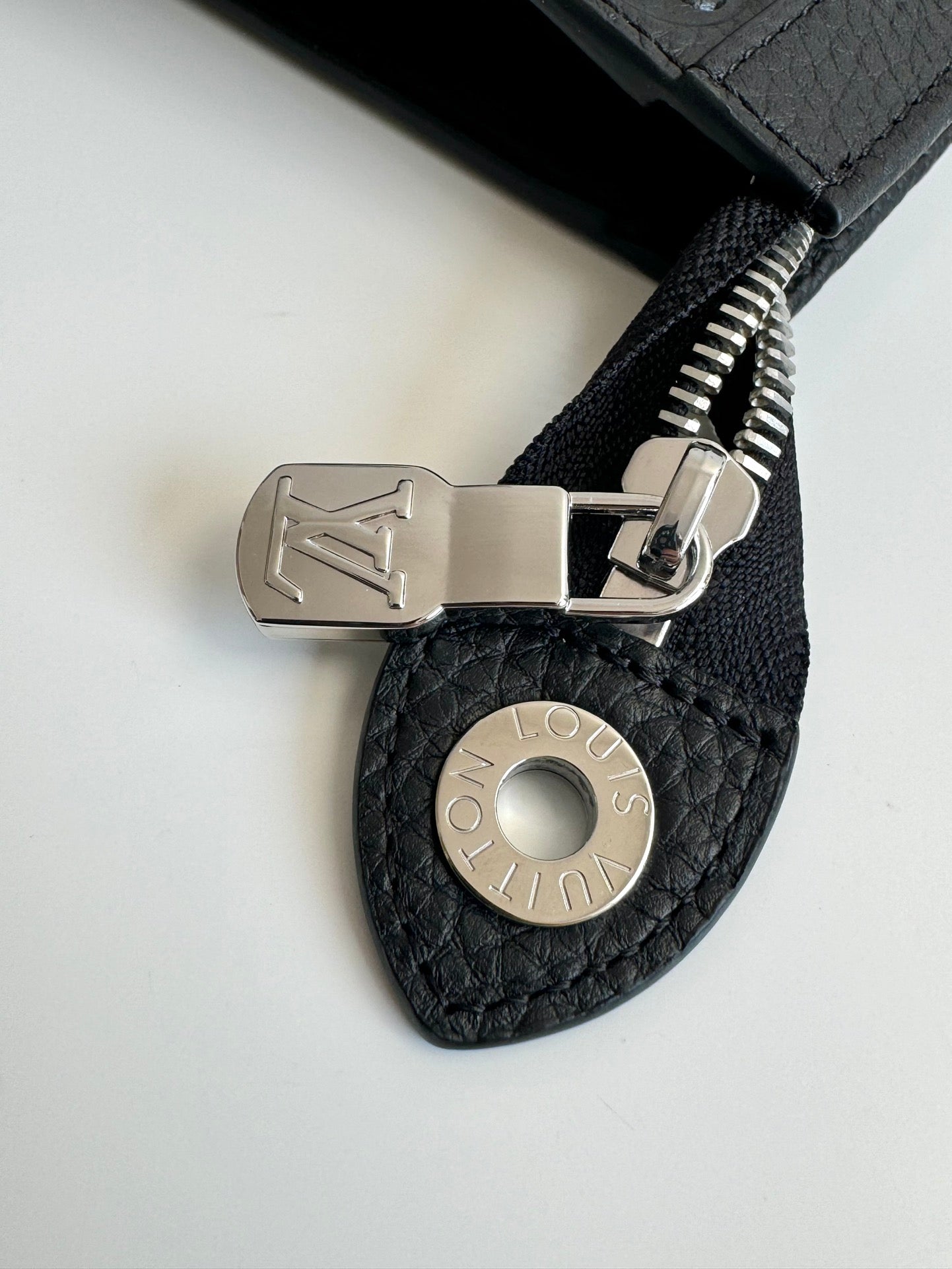 Louis Vuitton Classic Black Embossed Monogram Leather Clutch Zipper Pouch