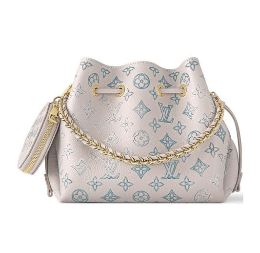 Louis Vuitton Pastel Pink Monogram Bucket Bag with Gold Chain and Coin Purse