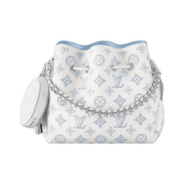 Louis Vuitton Bella Bucket Bag Mahina Perforated Leather White and Blue