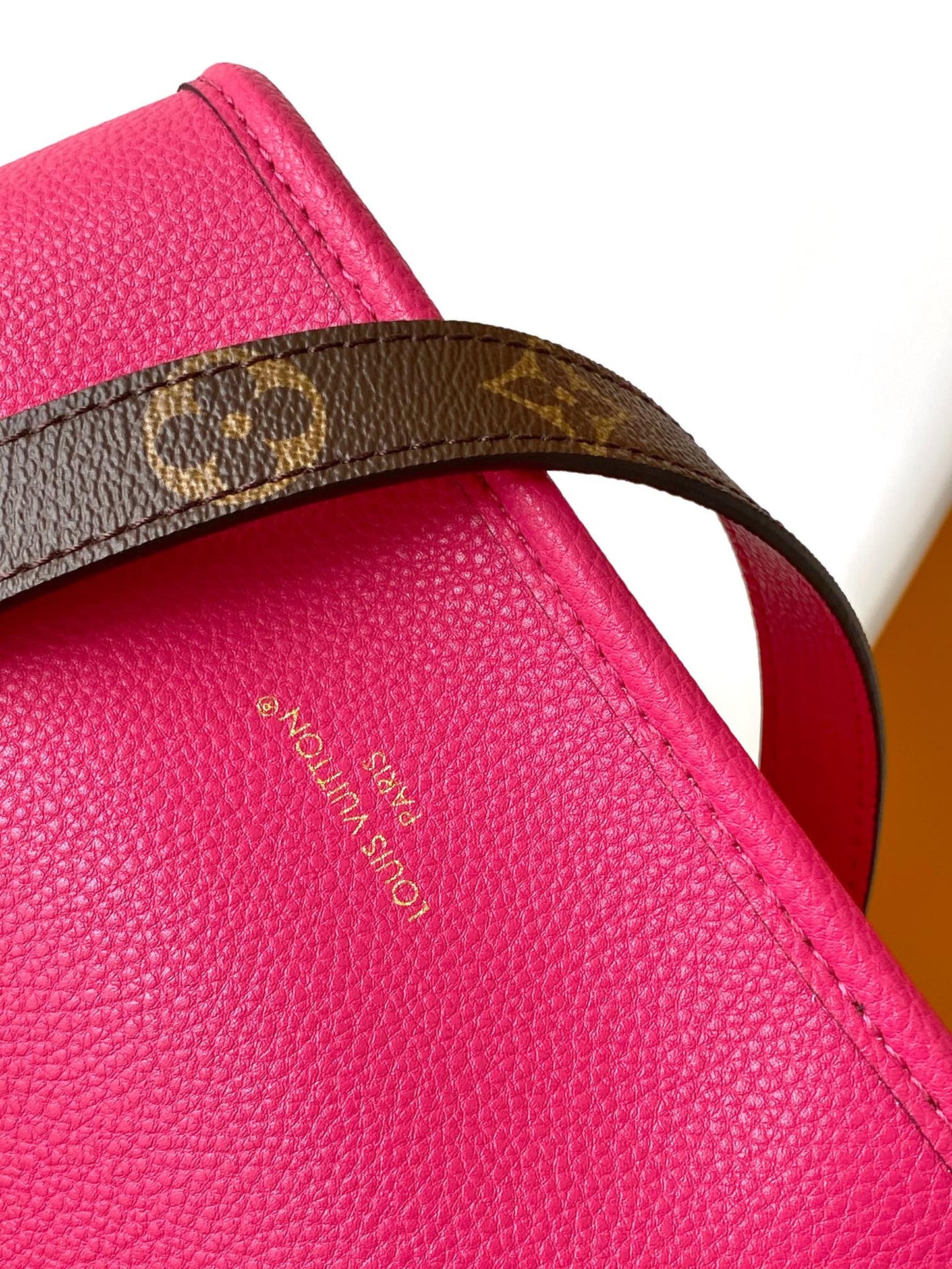 Louis Vuitton Brown Monogram Canvas Mini Crossbody Tote Bag with Pink Trim