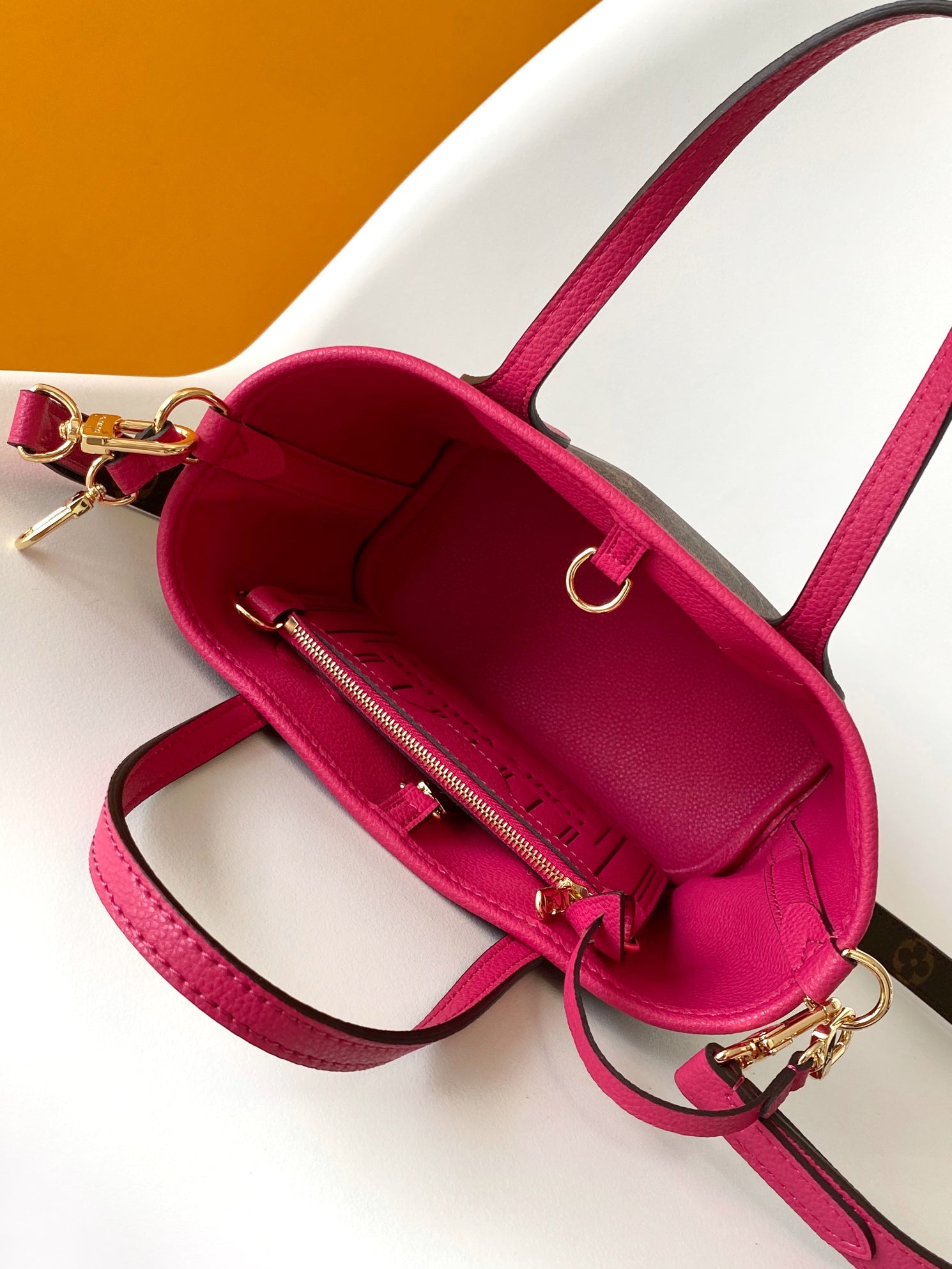 Louis Vuitton Brown Monogram Canvas Mini Crossbody Tote Bag with Pink Trim