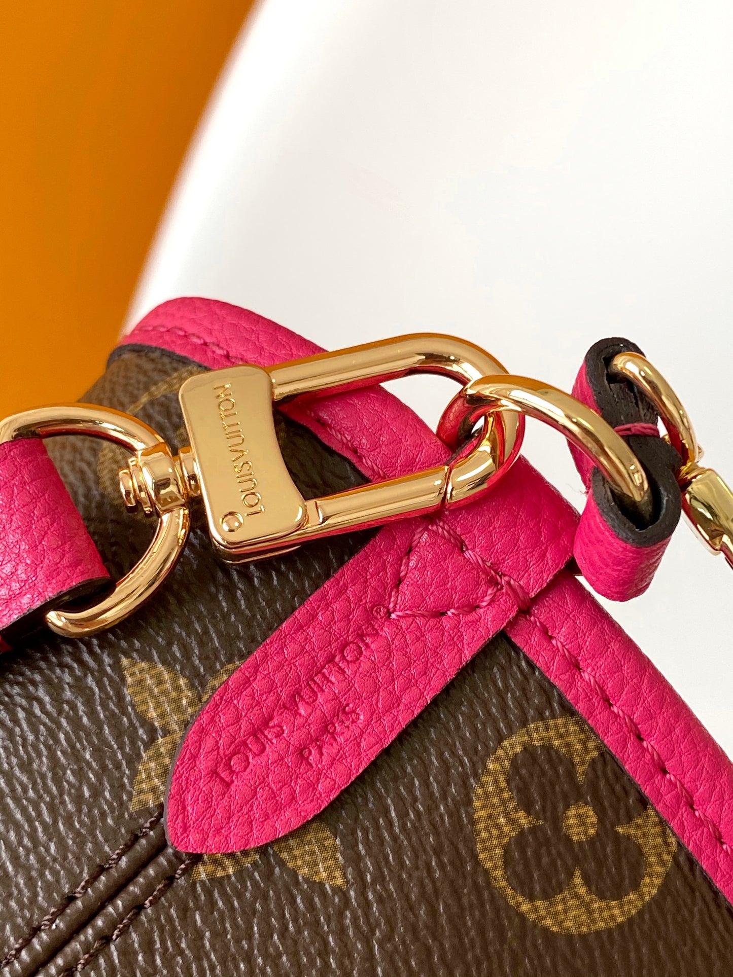 Louis Vuitton Brown Monogram Canvas Mini Crossbody Tote Bag with Pink Trim