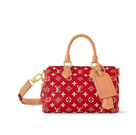 Louis Vuitton Red Monogram Canvas Top-Handle Handbag with Removable Strap