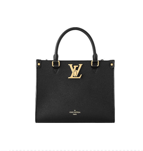 Louis Vuitton Black Textured Leather Top Handle Tote Bag with Gold Hardware