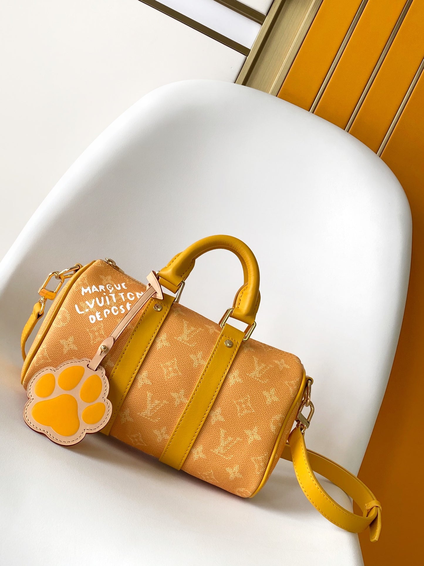 Louis Vuitton Keepall Bandoulière 25 Yellow Monogram Bag Pharrell Williams Collection