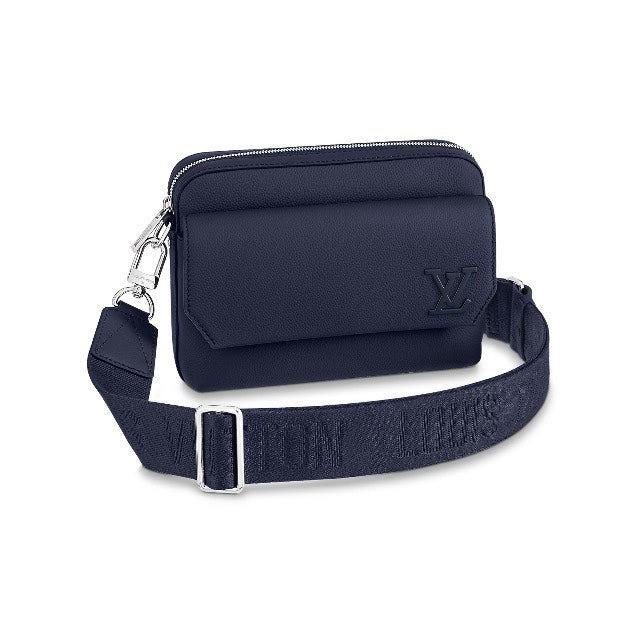 Louis Vuitton Navy Blue Compact Crossbody Messenger Bag with Wide Strap