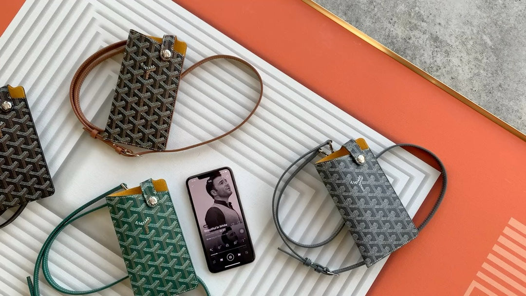 Gogy Chevron Print Leather Mini Crossbody Phone Bag Pouch
