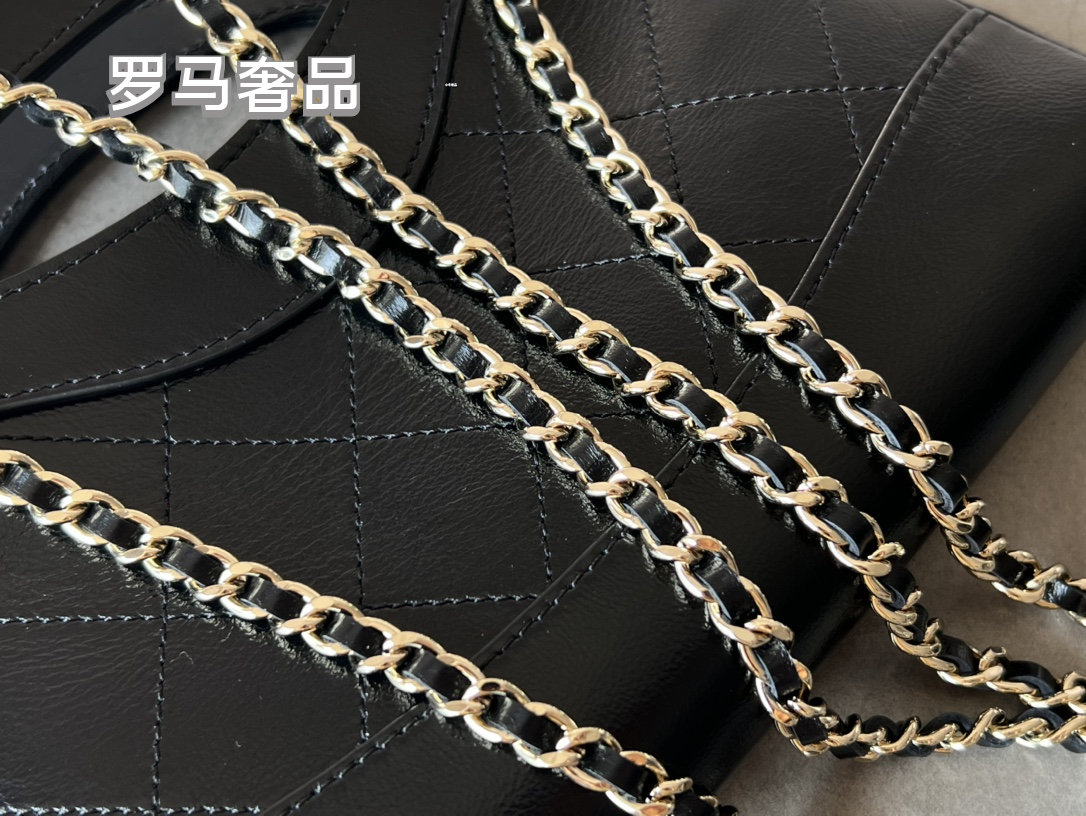 Chanel Black Leather Mini 31 Shopping Bag with Silver-Tone Chain
