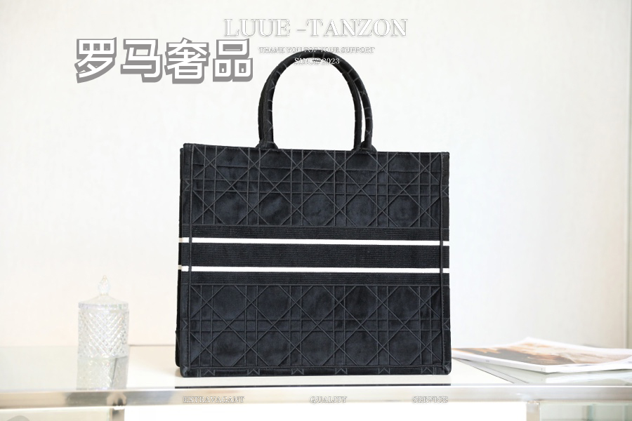Christian Dior Large Book Tote Black Canvas Bag