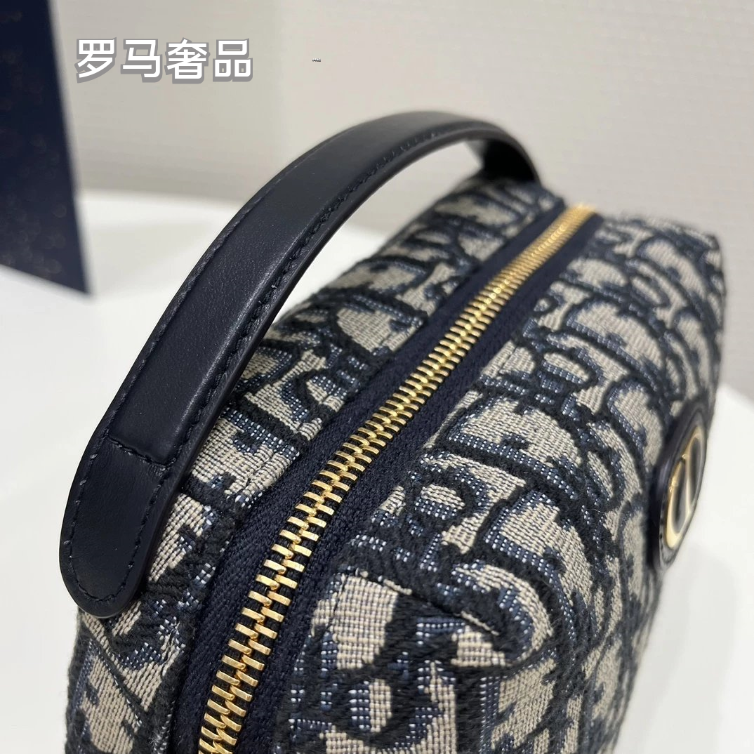 Dior CD Signature Vanity Case - Blue Dior Oblique Jacquard Canvas
