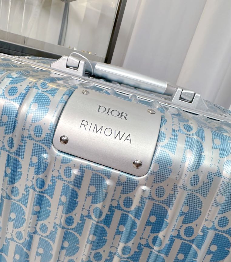 Light Blue Monogram Hardside Spinner Suitcase with Aluminum Trim