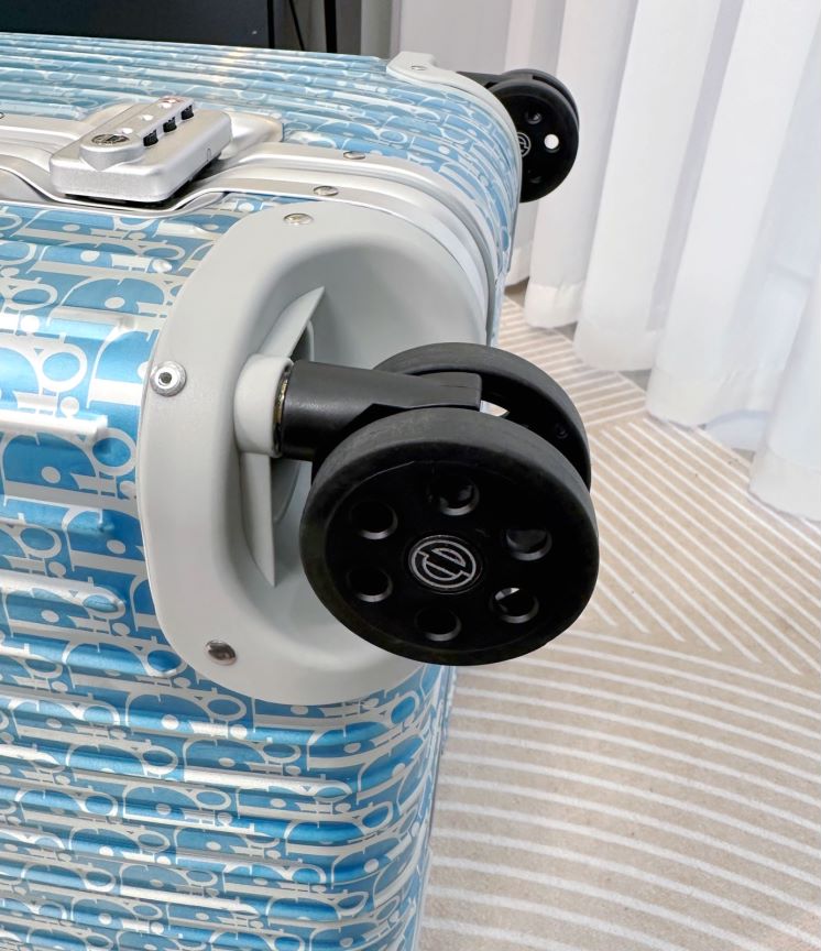 Light Blue Monogram Hardside Spinner Suitcase with Aluminum Trim