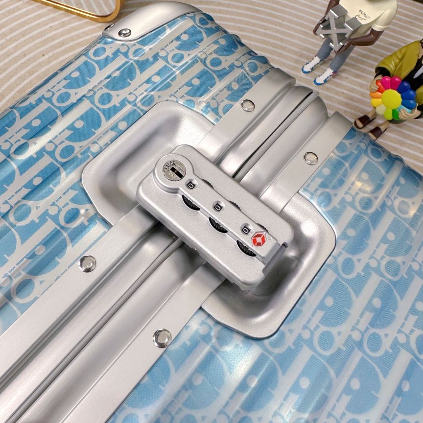 Light Blue Monogram Hardside Spinner Suitcase with Aluminum Trim
