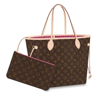 Louis Vuitton Classic Brown Monogram Canvas Shoulder Tote Bag with Matching Pouch