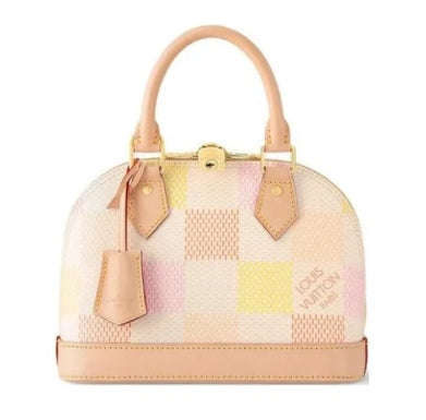 Louis Vuitton Elegant Pastel Checkered Dome Handbag with Leather Top Handle