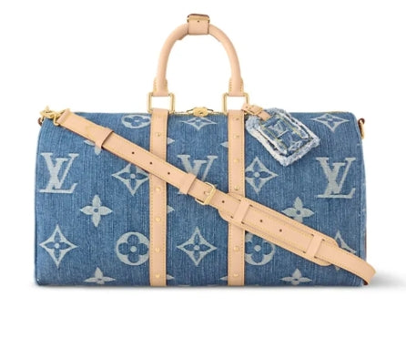 Louis Vuitton Keepall Bandoulière 45 Monogram Denim Blue
