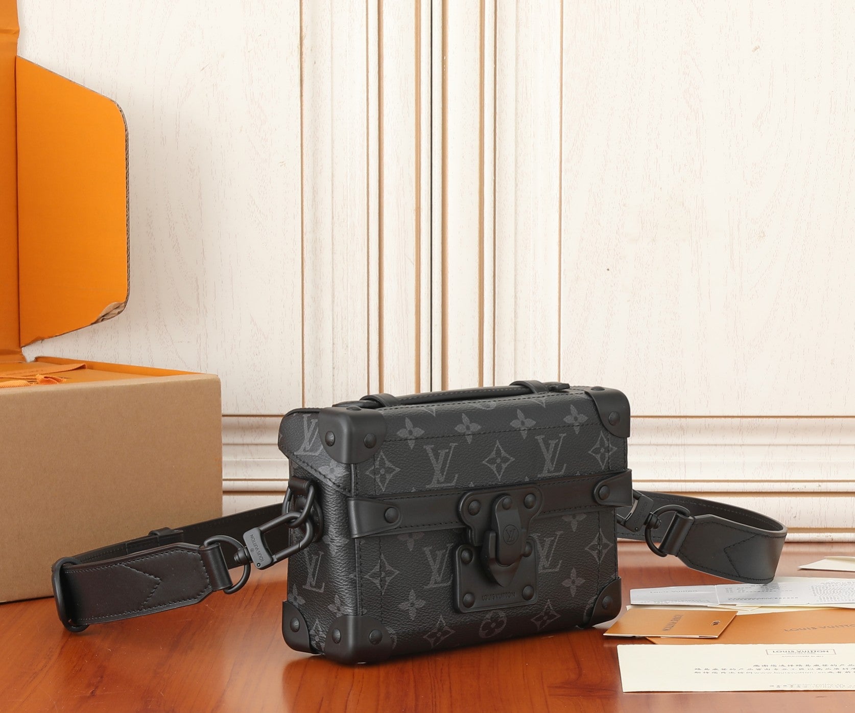 Louis Vuitton Black Monogram Trunk Crossbody Bag with Top Handle