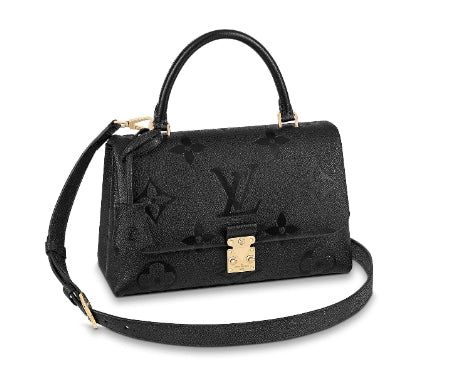Louis Vuitton Black Embossed Leather Top Handle Handbag with Crossbody Strap