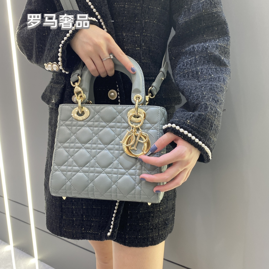 Dior Classic Beige Quilted Leather Top Handle Handbag with Gold Hardware