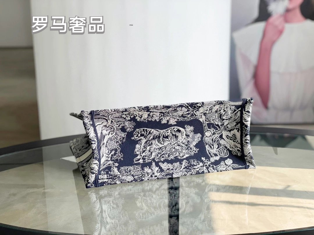 Dior Vintage Toile Embroidered Canvas Tote Bag Luxury Floral Handbag
