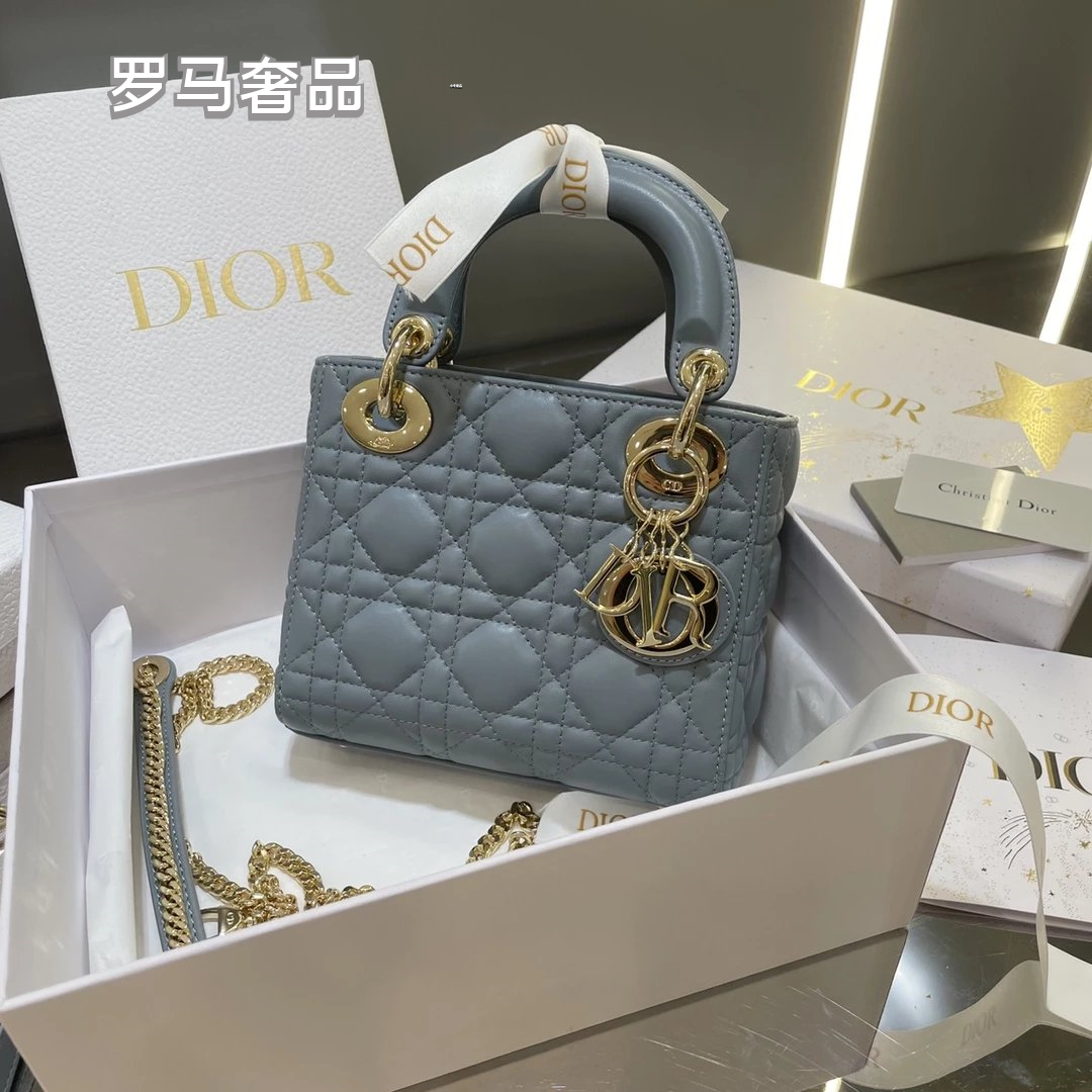 Dior Classic White Quilted Leather Mini Top Handle Bag with Silver Hardware