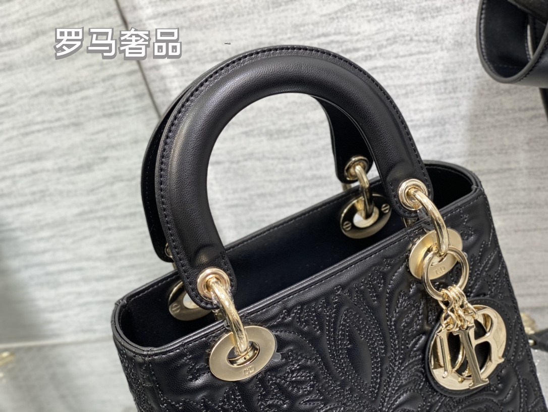 Dior Luxury White Floral Embossed Leather Handbag with Shoulder Strap