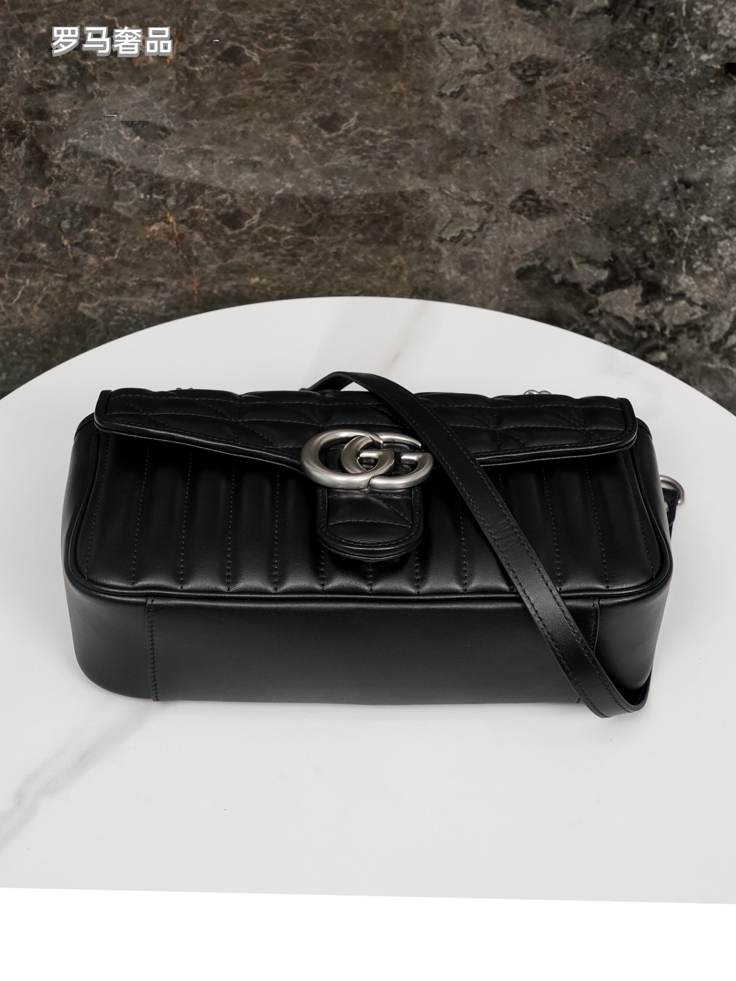 Gucci Black Quilted Leather Flap Shoulder Bag with Silver Chain Strap