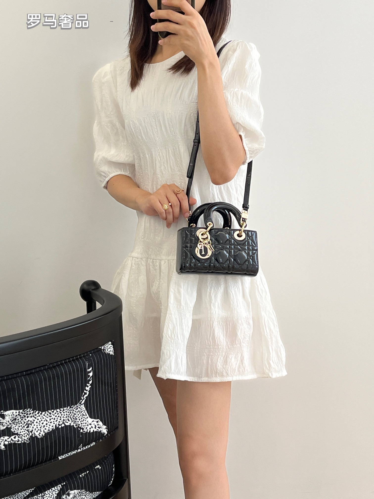 Lady Dior Joy Micro Bag - Cannage Lambskin & Patent Leather Handbags