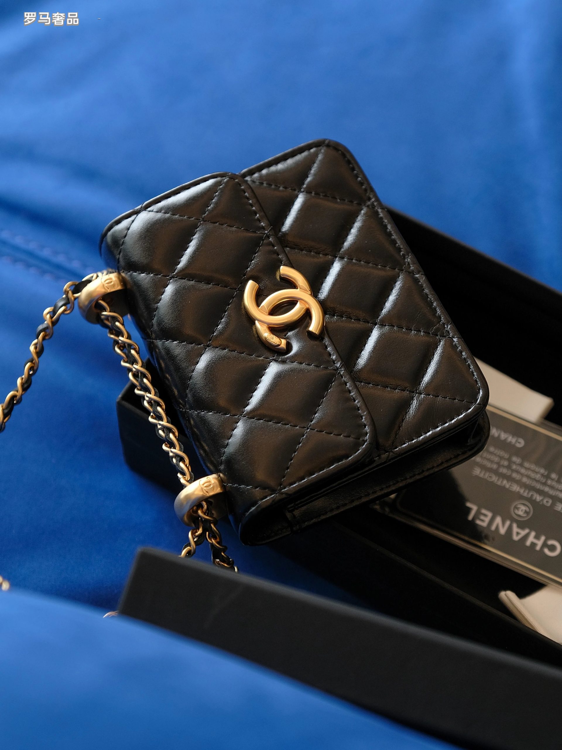 Chanel Mini Flap Bag with Top Handle Black Quilted Leather Gold Hardware