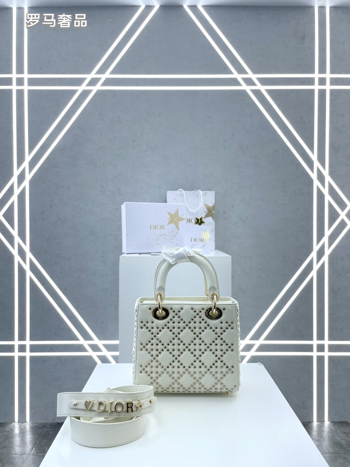 Lady Dior My ABCDior Bag White Cannage Lambskin with Gold-Finish Charms