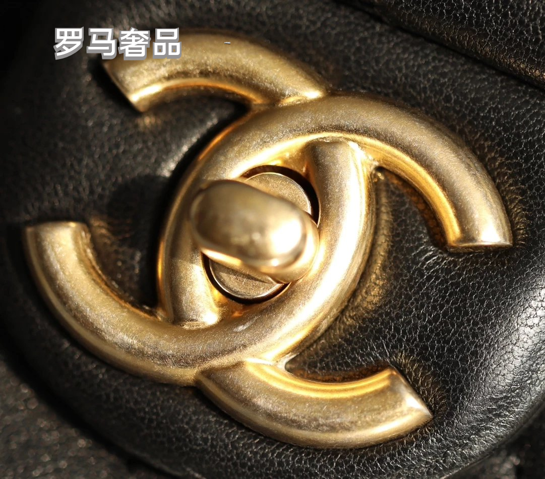 Chanel Black Quilted Lambskin Flap Bag with Gold-Tone Logo Chain
