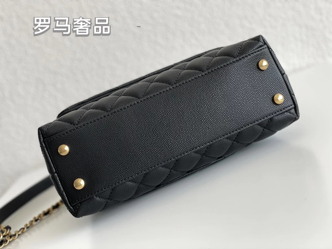 Chanel Small Coco Handle Bag - Black Quilted Leather with Gold Hardware