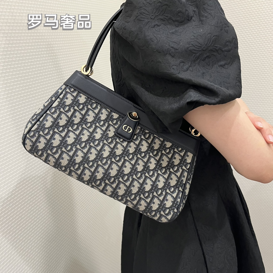 Dior Blue Oblique Jacquard Shoulder Bag