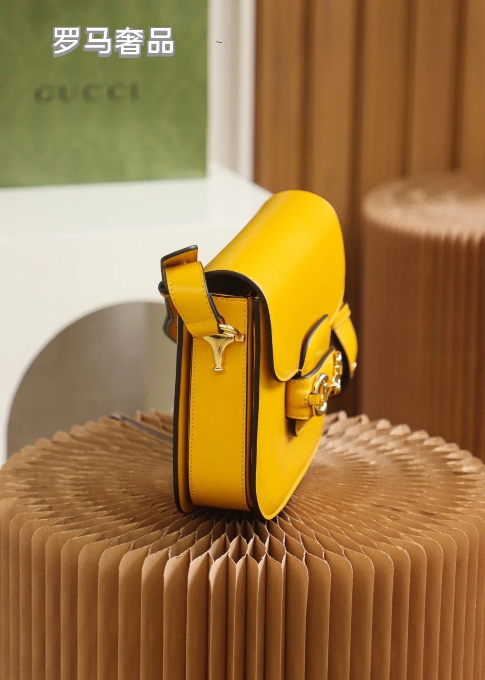 Gucci Luxury Horsebit Detail Flap Leather Crossbody Shoulder Bag