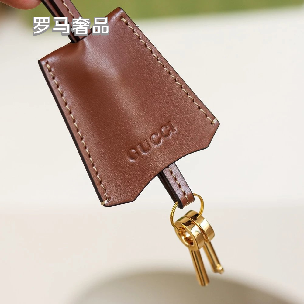 Gucci Vintage Monogram Canvas Crossbody Bag with Leather Flap and Gold Chain