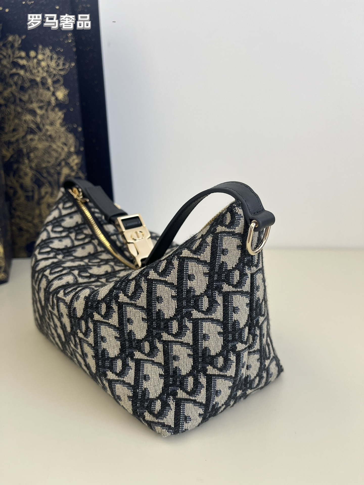 Dior Vintage Monogram Jacquard Shoulder Bag with Adjustable Strap