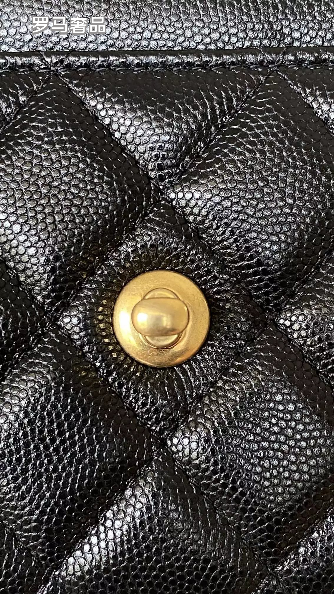 Tanzon Black Quilted Leather Crossbody Bag with Gold Chain Strap