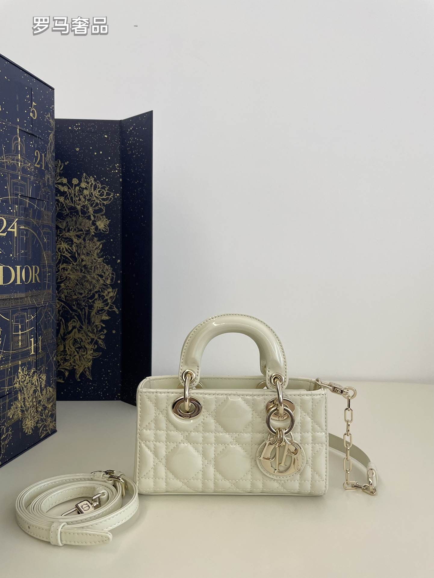 Lady Dior Joy Micro Bag - Cannage Lambskin & Patent Leather Handbags