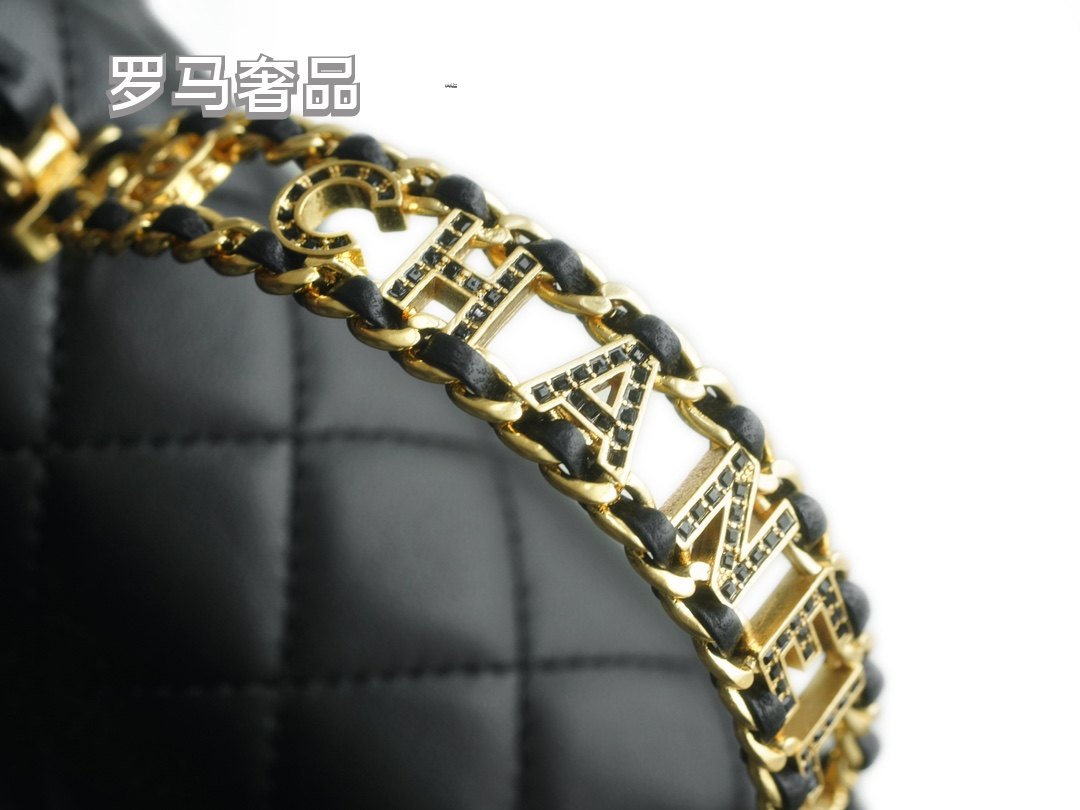 Women's Classic Quilted Black Flap Handbag with Gold-Tone Chain Details