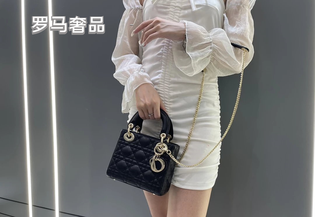 Dior Classic White Quilted Leather Mini Top Handle Bag with Silver Hardware