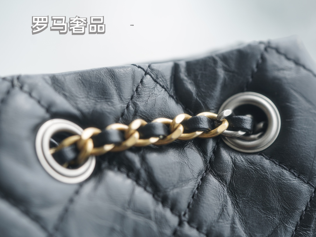Chanel Gabrielle Small Bucket Bag - Black Quilted Calfskin with Mixed Metal Hardware