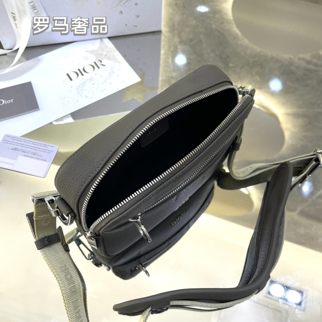 Dior Safari Messenger Bag Black Grained Calfskin Crossbody