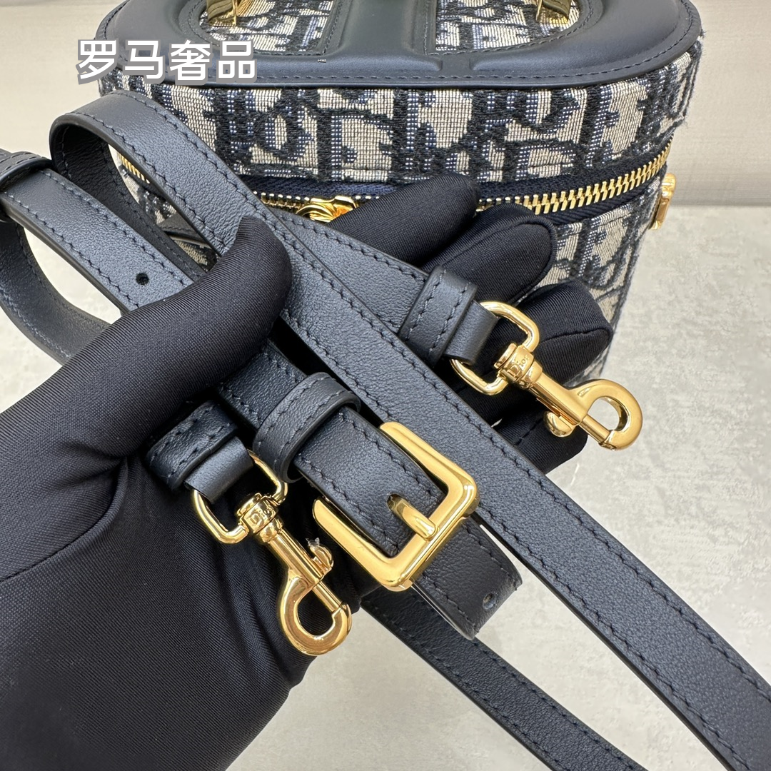 Dior Vintage Monogram Canvas Vanity Case Crossbody Bag with Top Handle