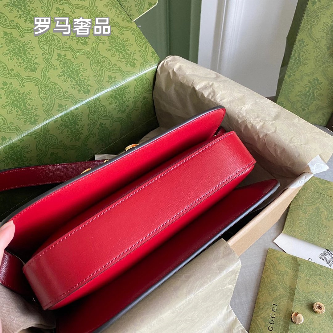 Gucci Vintage Monogram Canvas Crossbody Bag with Red Leather Trim