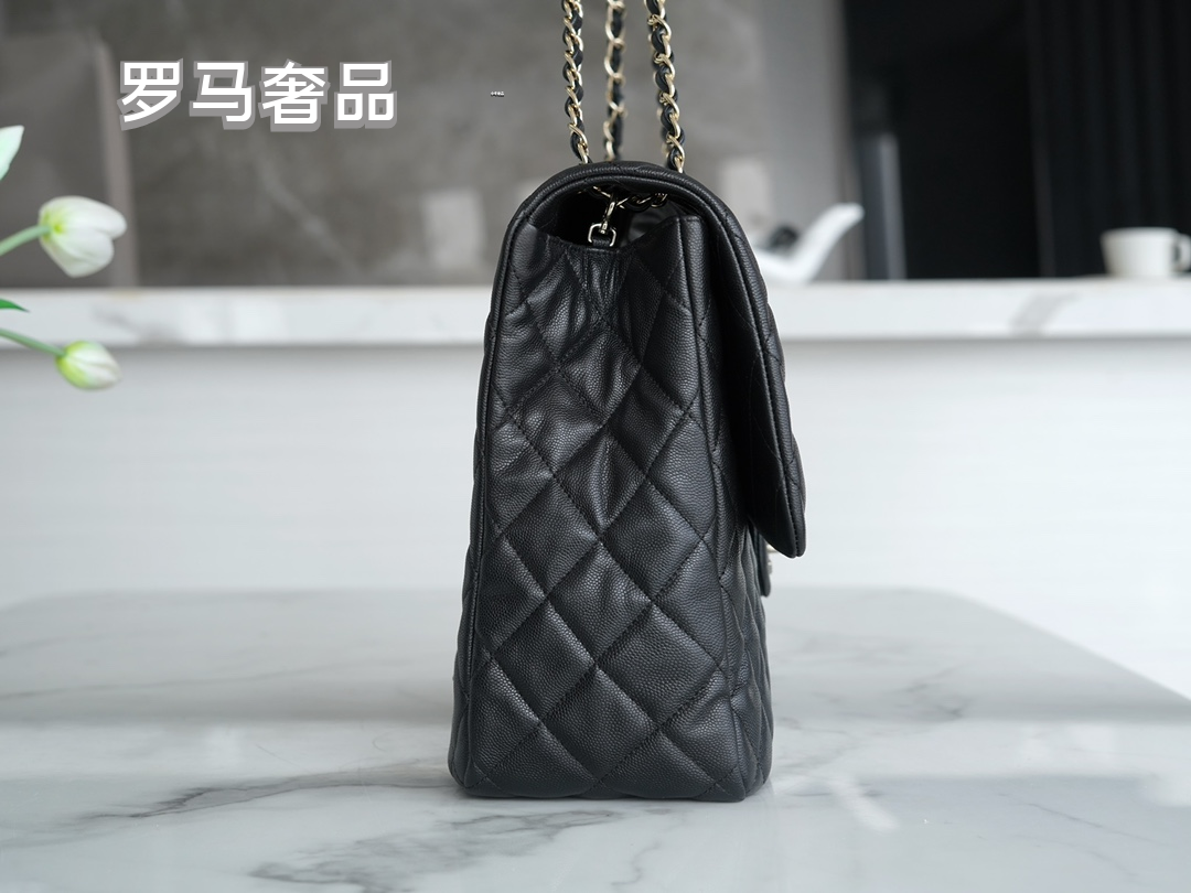Chanel Classic Jumbo Double Flap Bag - Black Quilted Leather with Silver-Tone Hardware