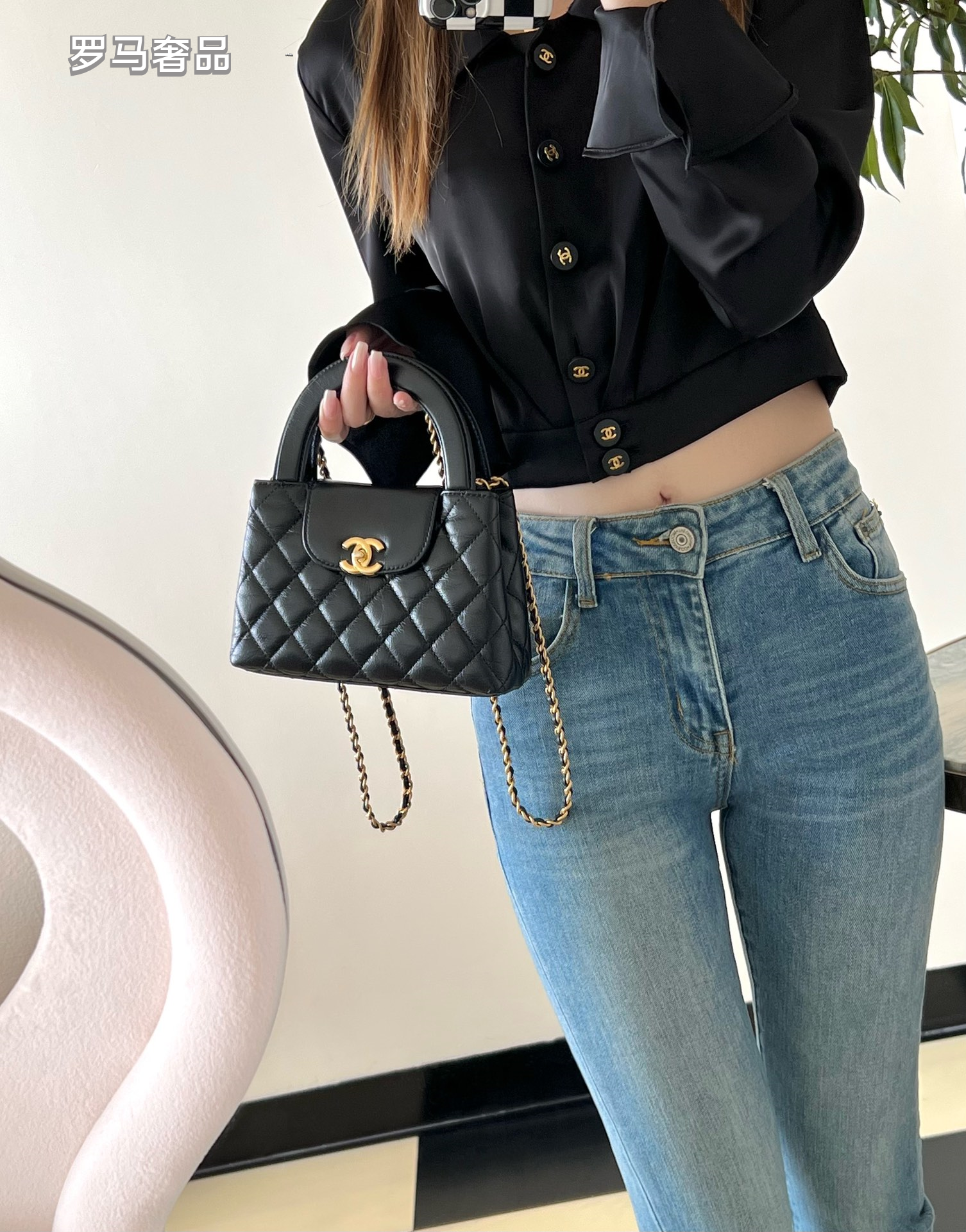 LUUE-TANZON Women's Elegant Quilted Black Leather Top Handle Handbag