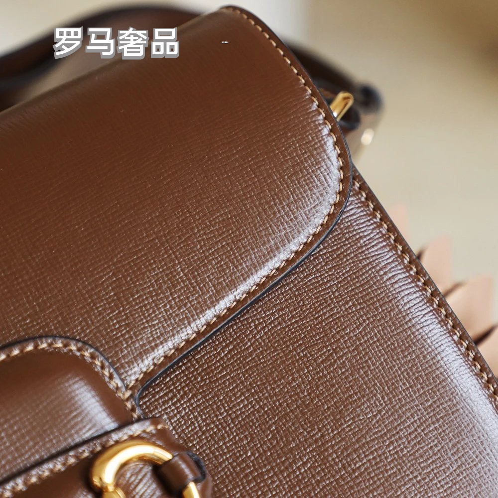 Gucci Luxury Horsebit Detail Flap Leather Crossbody Shoulder Bag