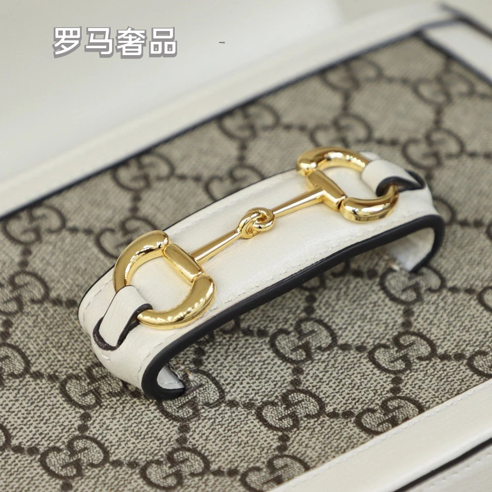 Gucci Vintage Monogram Saddle Crossbody Bag with Gold Horsebit Buckle