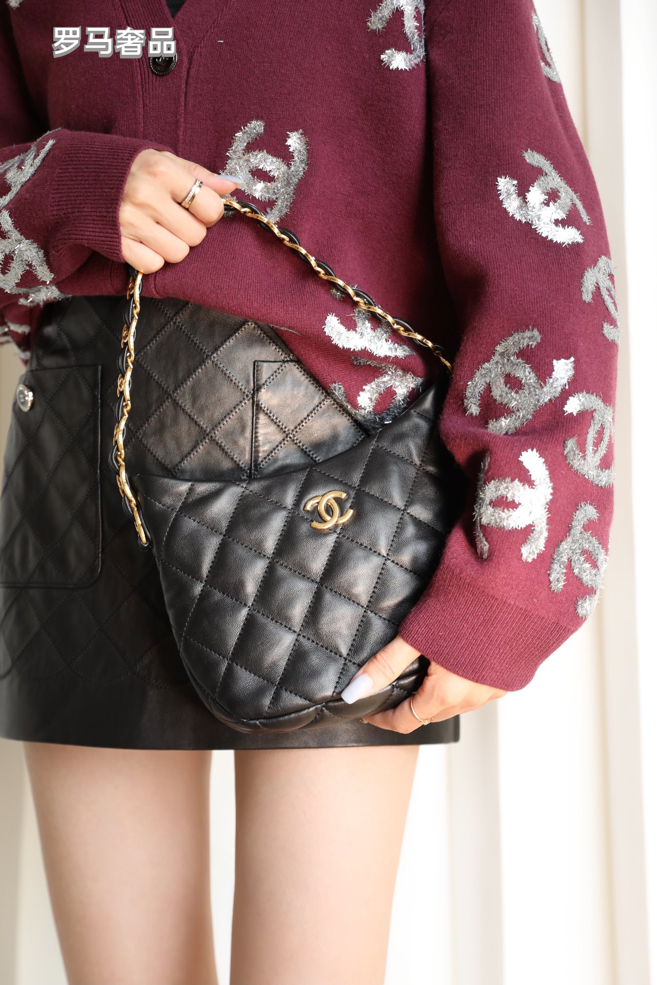 Chanel Small Hobo Bag - Black Quilted Lambskin with Gold-Tone Metal Hardware