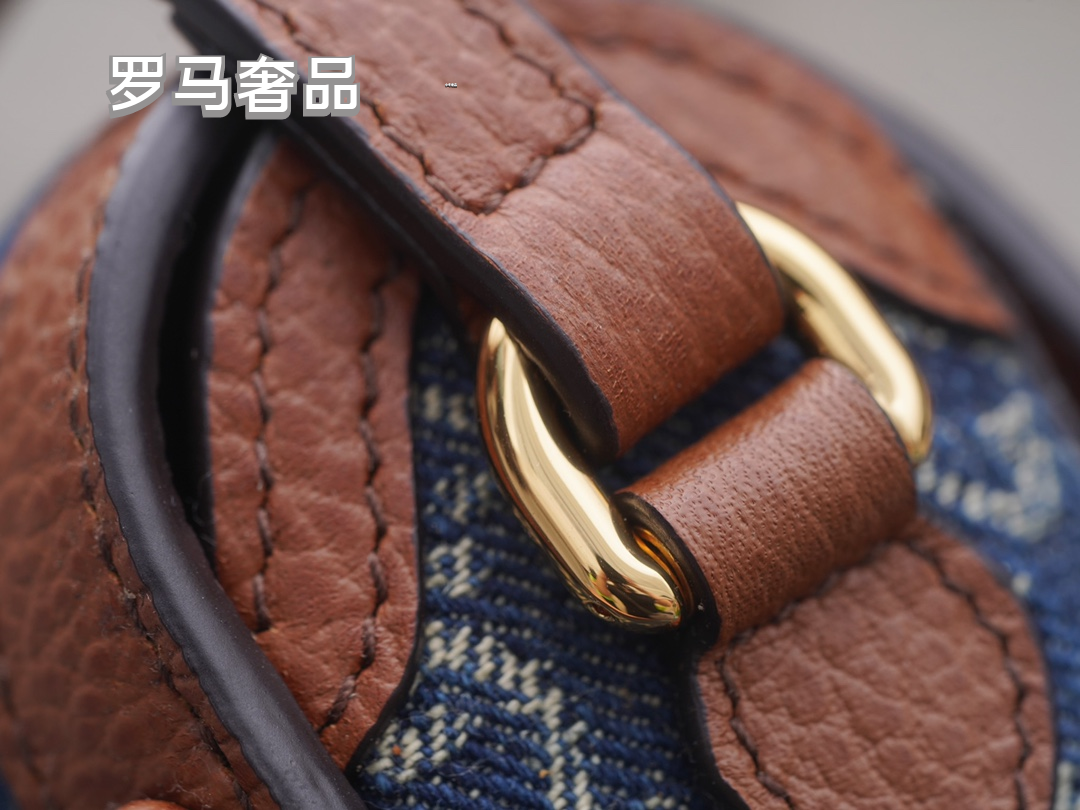 Gucci Vintage Monogram Denim Mini Crossbody Phone Bag with Horsebit Detail